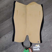 Thick Smooth Leather Half Chaps, back Zips *xc/like new, mnr dirt?stains, older? v.long elastic
