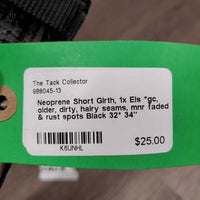 Neoprene Short Girth, 1x Els *gc, older, dirty, hairy seams, mnr faded & rust spots
