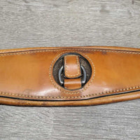 Soft Padded Leather Girth, 2x els, D Ring *vgc, stains, mnr dirt, scratches, hair & rubs, older
