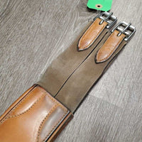 Soft Padded Leather Girth, 2x els, D Ring *vgc, stains, mnr dirt, scratches, hair & rubs, older
