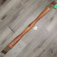 Soft Padded Leather Girth, 2x els, D Ring *vgc, stains, mnr dirt, scratches, hair & rubs, older
