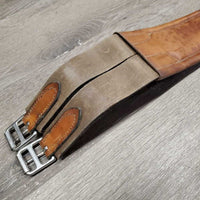 Soft Padded Leather Girth, 2x els, D Ring *vgc, stains, mnr dirt, scratches, hair & rubs, older
