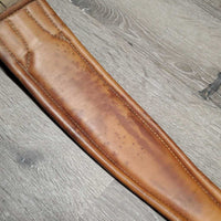 Soft Padded Leather Girth, 2x els, D Ring *vgc, stains, mnr dirt, scratches, hair & rubs, older

