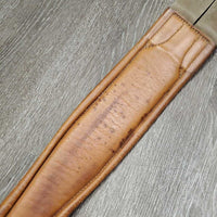 Soft Padded Leather Girth, 2x els, D Ring *vgc, stains, mnr dirt, scratches, hair & rubs, older
