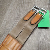 Soft Padded Leather Girth, 2x els, D Ring *vgc, stains, mnr dirt, scratches, hair & rubs, older
