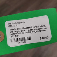 Thick Soft Padded Leather Girth, els *vgc, clean, older, creases, mnr scratches & curled edges
