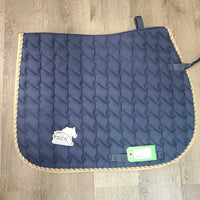 Quilt Jumper Saddle Pad, 1x piping *gc, clean, mnr dirt, hair, faded, pills, rubs, puckers, v. mnr stains
