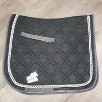 Quilt Dressage Saddle Pad, 1x piping *vgc, clean, faded, rubs, threads, residue, puckers, mnr hair
