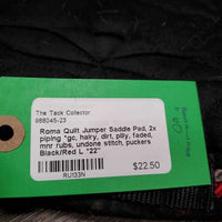 Quilt Jumper Saddle Pad, 2x piping *gc, hairy, dirt, pilly, faded, mnr rubs, undone stitch, puckers