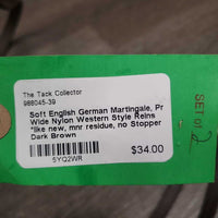Soft English German Martingale, Pr Wide Nylon Western Style Reins *like new, mnr residue, no Stopper
