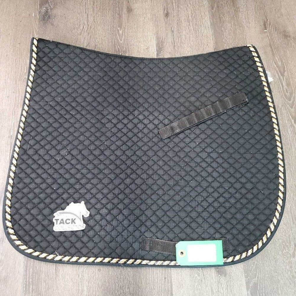 Quilt Dressage Saddle Pad, 2x piping *gc, pills, v. faded, rubs, threads, puckers, v. mnr hair