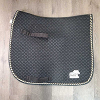 Quilt Dressage Saddle Pad, 2x piping *gc, pills, v. faded, rubs, threads, puckers, v. mnr hair
