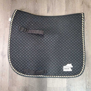 Quilt Dressage Saddle Pad, 2x piping *gc, pills, v. faded, rubs, threads, puckers, v. mnr hair