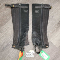 Hvy Suede Half Chaps, top buckle strap *gc/fair, faded, clumpy, dirty, frayed strap edges
