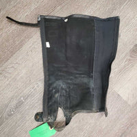 Hvy Suede Half Chaps, top buckle strap *gc/fair, faded, clumpy, dirty, frayed strap edges
