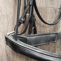 Rsd Padded Dressage Double Bridle, Crown Buckle, Notch & Curb Reins, Crank *like new/xc, clean, v.mnr creases & dust
