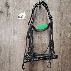Rsd Padded Dressage Double Bridle, Crown Buckle, Notch & Curb Reins, Crank *like new/xc, clean, v.mnr creases & dust