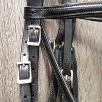 Rsd Padded Dressage Bridle, Crank, Flash, Buckles, Cotton Web Reins *vgc, clean, dirty reins, creases, residue, xholes, scrapes
