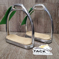Pr Hvy Thick Stirrup Irons, grips *gc/fair, clean, dirt, rust, pitted, v.rubbed grips
