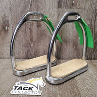 Pr Hvy Thick Stirrup Irons, grips *gc/fair, clean, dirt, rust, pitted, v.rubbed grips
