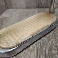 Pr Hvy Thick Stirrup Irons, grips *gc/fair, clean, dirt, rust, pitted, v.rubbed grips
