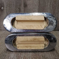 Pr Hvy Thick Stirrup Irons, grips *gc/fair, clean, dirt, rust, pitted, v.rubbed grips
