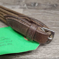 Cotton & Leather German Martingale Reins ONLY *gc, mnr dirt, chewed, rubs, torn keeper, stretched, loose stitching