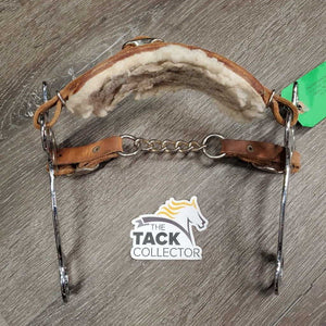 English Hackamore, fleece, curb chain *gc, mnr dirt, residue, clumpy fleece, mnr stains
