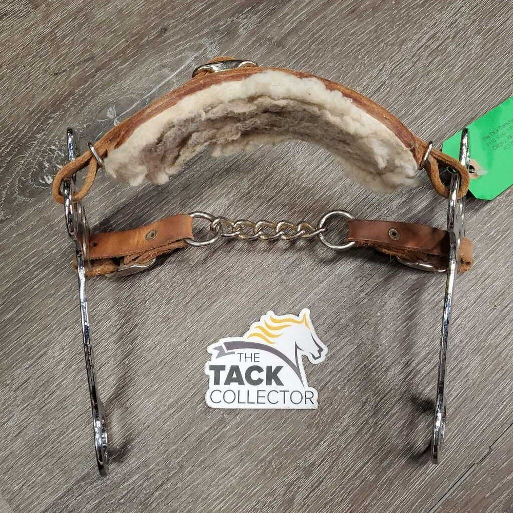 English Hackamore, fleece, curb chain *gc, mnr dirt, residue, clumpy fleece, mnr stains
