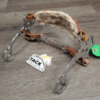 English Hackamore, fleece, curb chain *gc, mnr dirt, residue, clumpy fleece, mnr stains