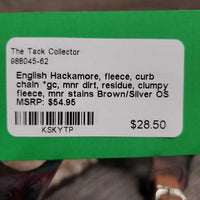 English Hackamore, fleece, curb chain *gc, mnr dirt, residue, clumpy fleece, mnr stains
