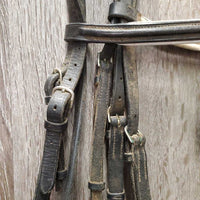 Rsd Padded Bridle, Braided Reins *gc/fair, v.dirty, NO flash, older, dry, stiff, scrapes, tight keepers
