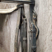 Rsd Padded Bridle, Braided Reins *gc/fair, v.dirty, NO flash, older, dry, stiff, scrapes, tight keepers
