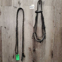 Rsd Bridle, Braided Reins *fair, older, rubs, scrapes, NO Flash, dry, loose hook, dirt, chews, xholes
