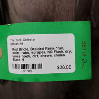 Rsd Bridle, Braided Reins *fair, older, rubs, scrapes, NO Flash, dry, loose hook, dirt, chews, xholes
