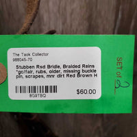 Rsd Bridle, Rsd Braided Reins *gc/fair, rubs, older, missing buckle pin, scrapes, mnr dirt
