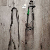Rsd Bridle, Plain Reins *fair, v.dirty, stiff, dry, tight keepers, scrapes, rubs, NO flash
