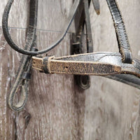 Rsd Bridle, Plain Reins *fair, v.dirty, stiff, dry, tight keepers, scrapes, rubs, NO flash
