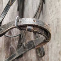 Rsd Bridle, Plain Reins *fair, v.dirty, stiff, dry, tight keepers, scrapes, rubs, NO flash
