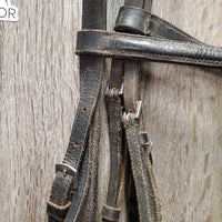 Rsd Bridle, Plain Reins *fair, v.dirty, stiff, dry, tight keepers, scrapes, rubs, NO flash
