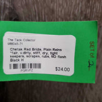 Rsd Bridle, Plain Reins *fair, v.dirty, stiff, dry, tight keepers, scrapes, rubs, NO flash

