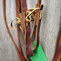 Double Stitch Western Headstall, Split Reins, Loops, Laces *like new, end: chewed, trimmed? & xholes