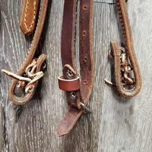 Double Stitch Western Headstall, Split Reins, Loops, Laces *like new, end: chewed, trimmed? & xholes