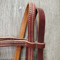 Double Stitch Western Headstall, Split Reins, Loops, Laces *like new, end: chewed, trimmed? & xholes