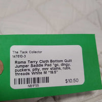 Terry Cloth Bottom Quilt Jumper Saddle Pad *gc, dingy, puckers, pilly, mnr stains, rubs, threads