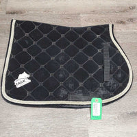 Quilt Velvet Jumper Saddle Pad, 2x piping *gc, clean, v. rubbed, peeled, faded, holey edges, mnr hair, puckers