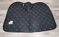 Quilt Velvet Jumper Saddle Pad, 2x piping *gc, clean, v. rubbed, peeled, faded, holey edges, mnr hair, puckers
