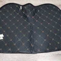 Quilt Velvet Jumper Saddle Pad, 2x piping *gc, clean, v. rubbed, peeled, faded, holey edges, mnr hair, puckers
