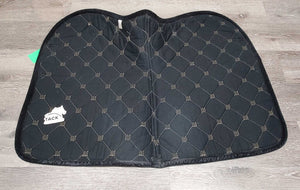 Quilt Velvet Jumper Saddle Pad, 2x piping *gc, clean, v. rubbed, peeled, faded, holey edges, mnr hair, puckers