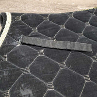 Quilt Velvet Jumper Saddle Pad, 2x piping *gc, clean, v. rubbed, peeled, faded, holey edges, mnr hair, puckers